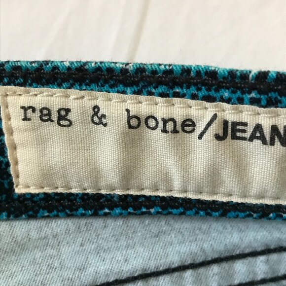 Rag & Bone Legging Jeans Women 24 Blue Tweed Print Mid Rise Pockets Slimming - Picture 4 of 14